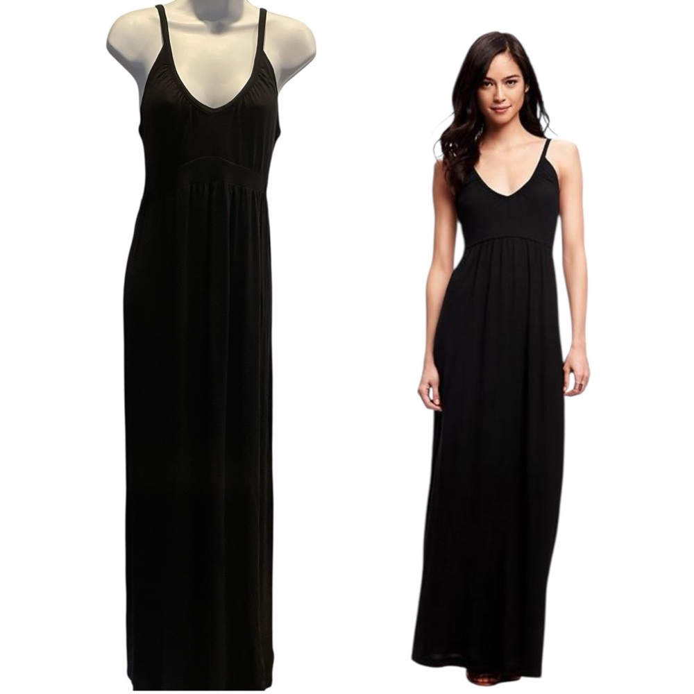 Old Navy Womens Black Maxi Spaghetti Strap Dress Size Small TALL NWT